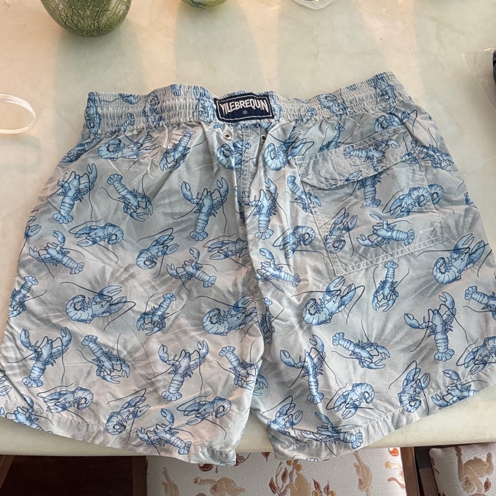 Vilebrequin Gray Swim Trunks with Blue Lobster Print